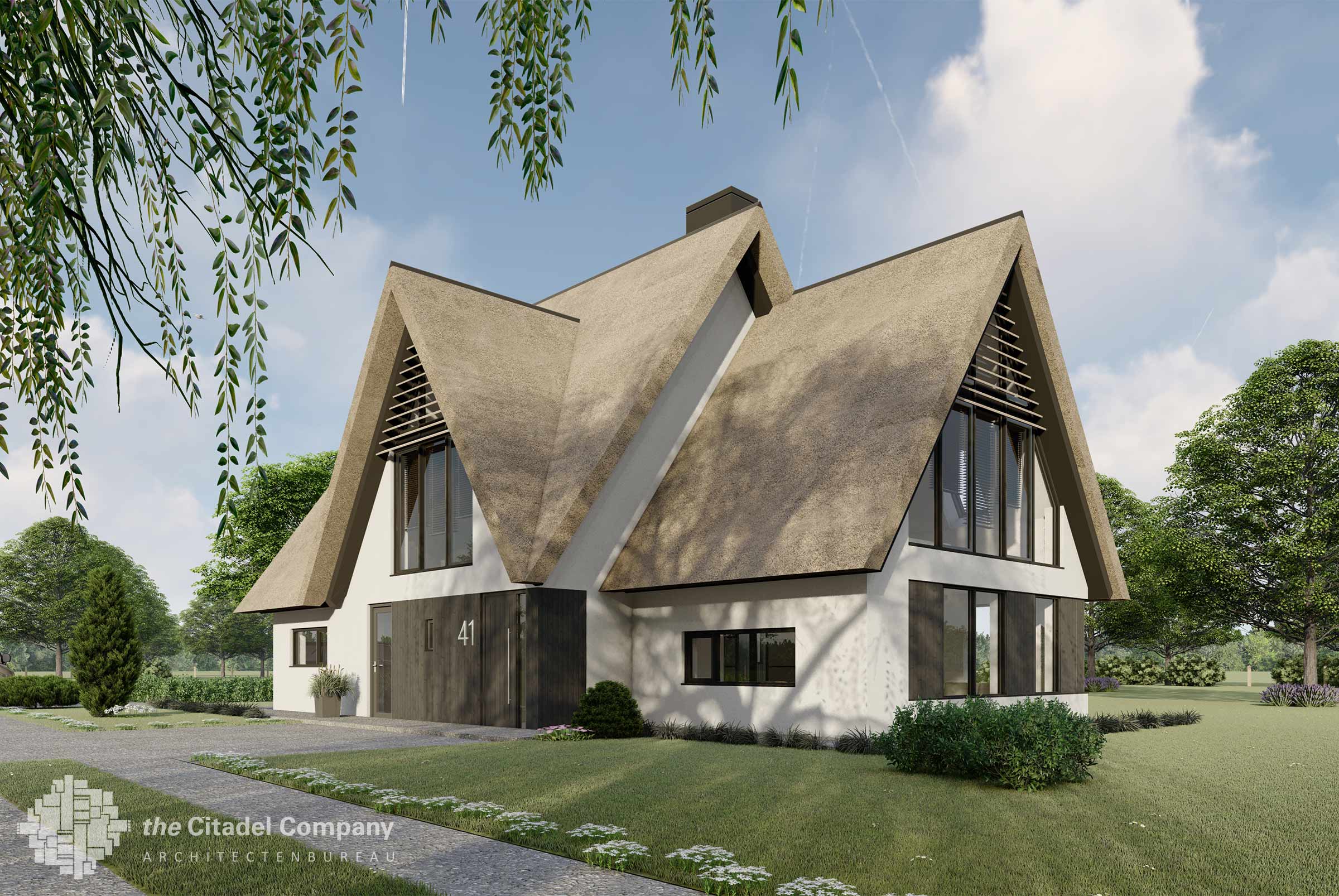 room Integreren Beschikbaar moderne witte villa met bijgebouw Heino | The Citadel Company