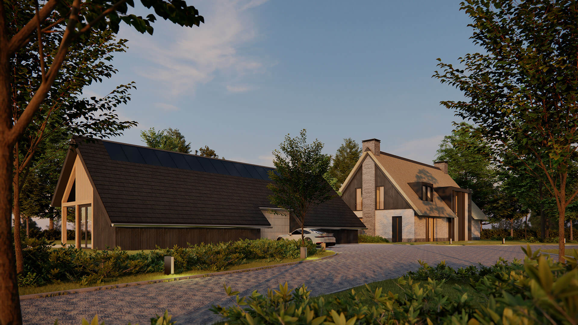 Moderne Villa Met Rieten Kap Render 1