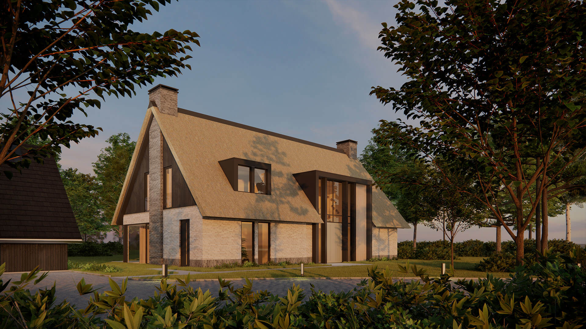 Moderne Villa Met Rieten Kap Render 2